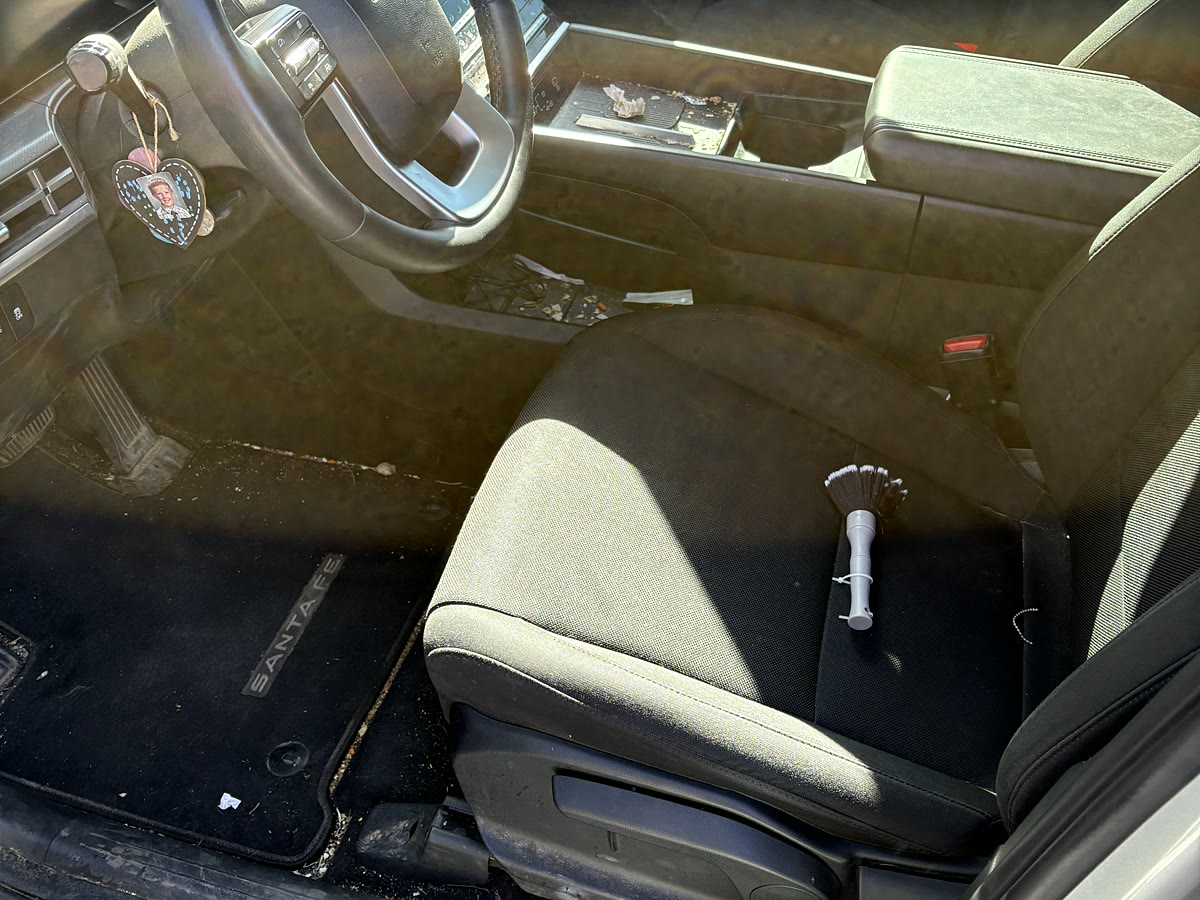 Before photo of a daily-driver interior before detailing